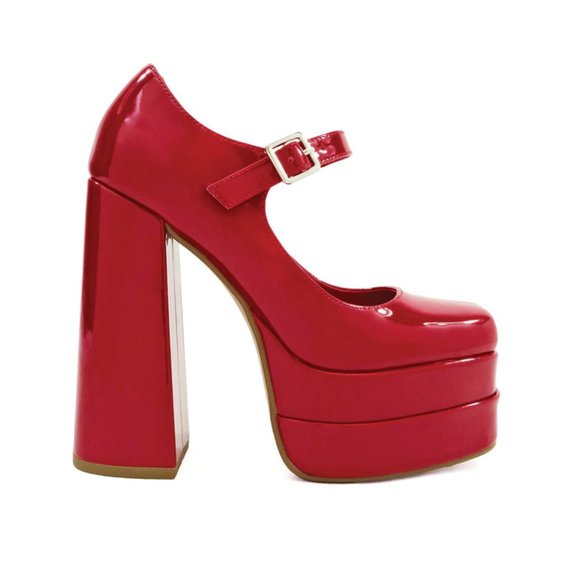 Red platform mary janes hot sale